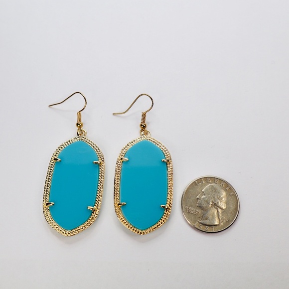 Turquoise Gold Earrings | Turquoise Gold Statement Earrings - Picture 1 of 1
